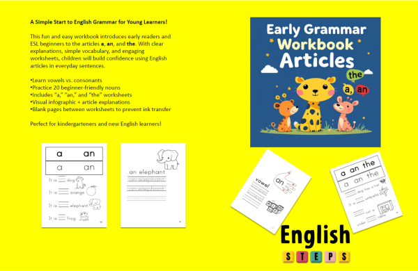 Early Grammar Workbook: Articles: Learn when to use “a,” “an” or “the." Great for teachers, homeschoolers and ESL learners. (Grammar Basics) - Image 2