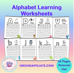 Alphabet learning worksheets